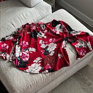 Jennifer Lopez Red Floral Blouse